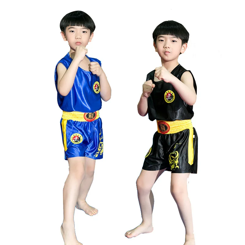 1 Set 2 Stuks Vechtsportkleding voor Sanda Vechtpak Boksshorts Tops Muay Thai Sport Jongens en Meisjes Trainingskleding