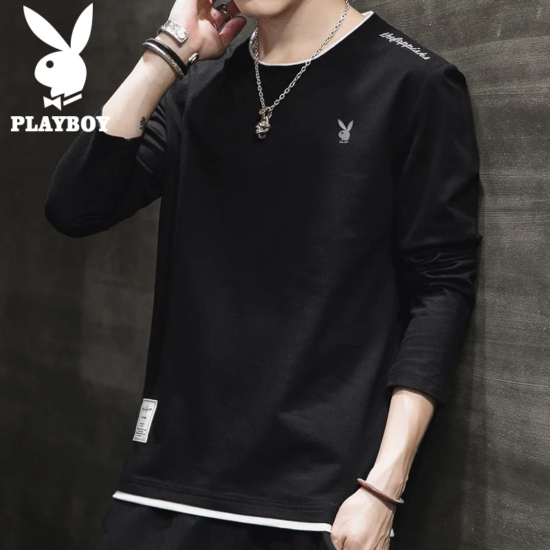 

Мужская футболка с длинным рукавом в американском стиле, новая весенняя модель, из чистого хлопка, для мужчин