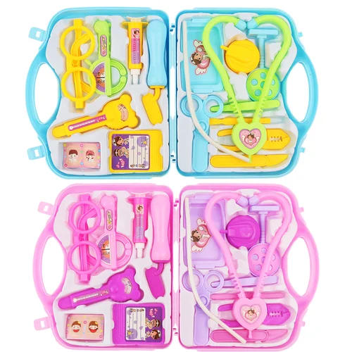 어린이 의사, 놀이방 장난감, 휴대용 약 상자 세트, 청진기, 여아 및 남아용 주사 
