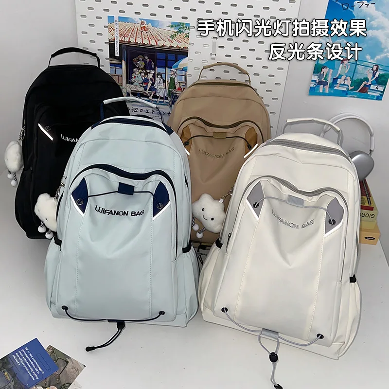 Ins Style Large Capacity Backpack Simple Student School Bag Middle School Casual Travel Wear Resistant Laptop Backpack
