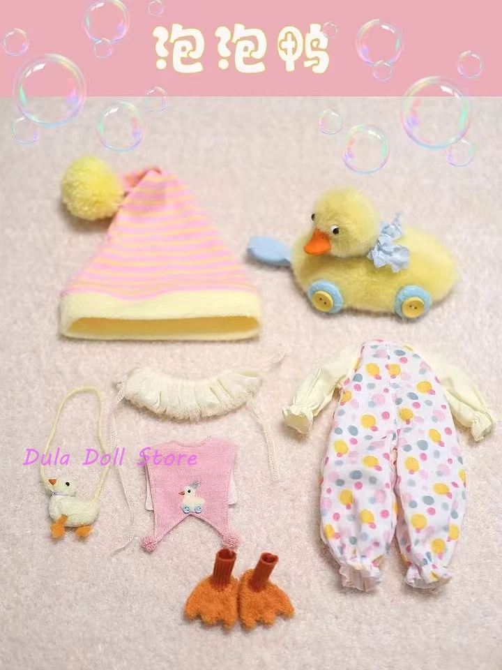 Dula boneca artesanal bonito pato amarelo conjunto blythe ob24 ob22 diandian ob11 gsc azone licca icy jerryb 1/6 bjd boneca acessórios