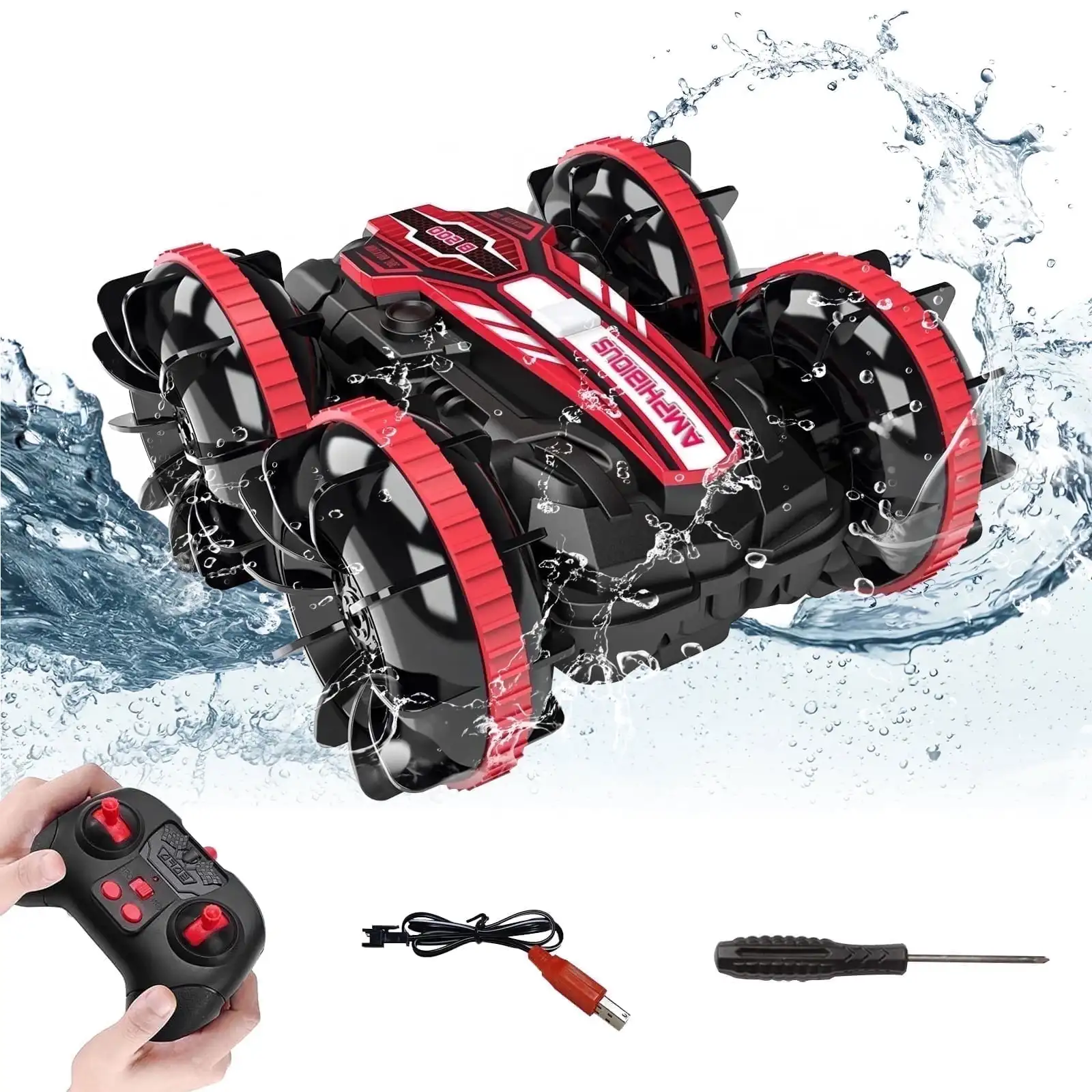 

Toys for Boys Age 5-12, Amphibious RC Car for Kids Remote Control Boat Waterproof Gifts Pool Toy