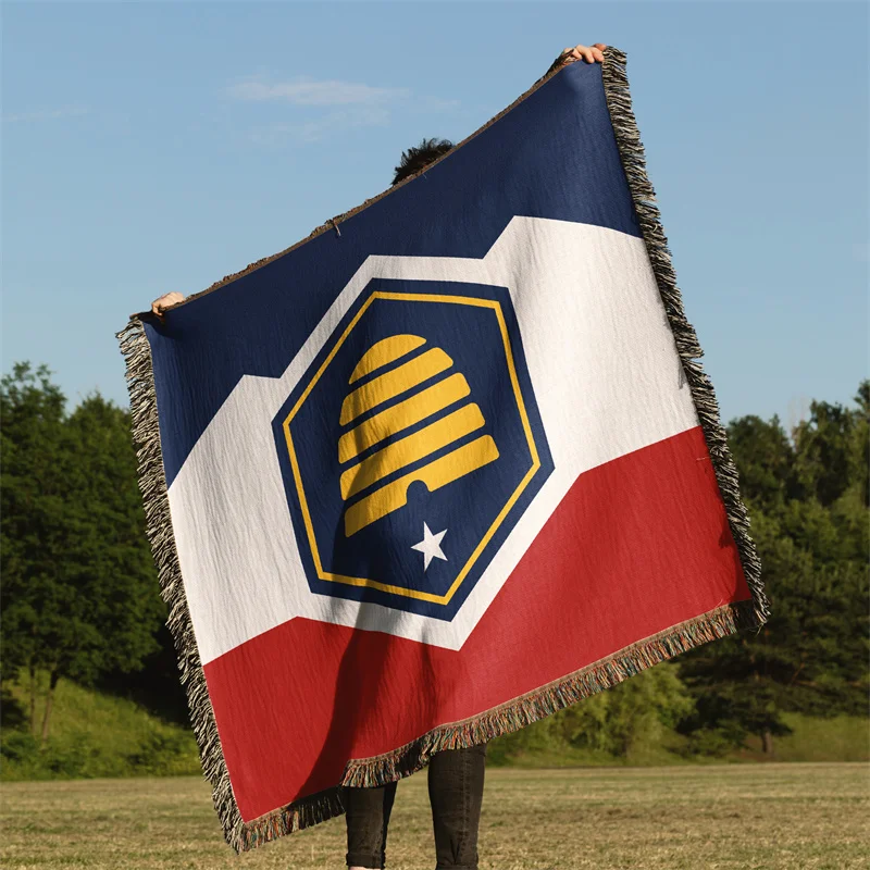 

Gaslight Gatekeep Girlboss Юта США Америки жаккардовое тканое одеяло с бахромой