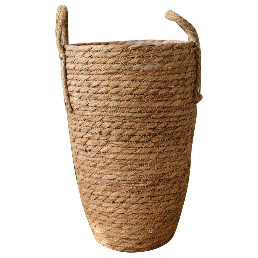 

Woven Flower Basket Weaving Vase Rattan Plant Garbage Bin Wicker Wastebasket Storage Baskets for Organizing Outdoor