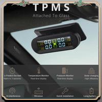 Reliable-Solar Wireless USB TPMS Car Tire Pressure Monitor System HD LCD Display 4 External Sensor Tire Pressure Temperature War