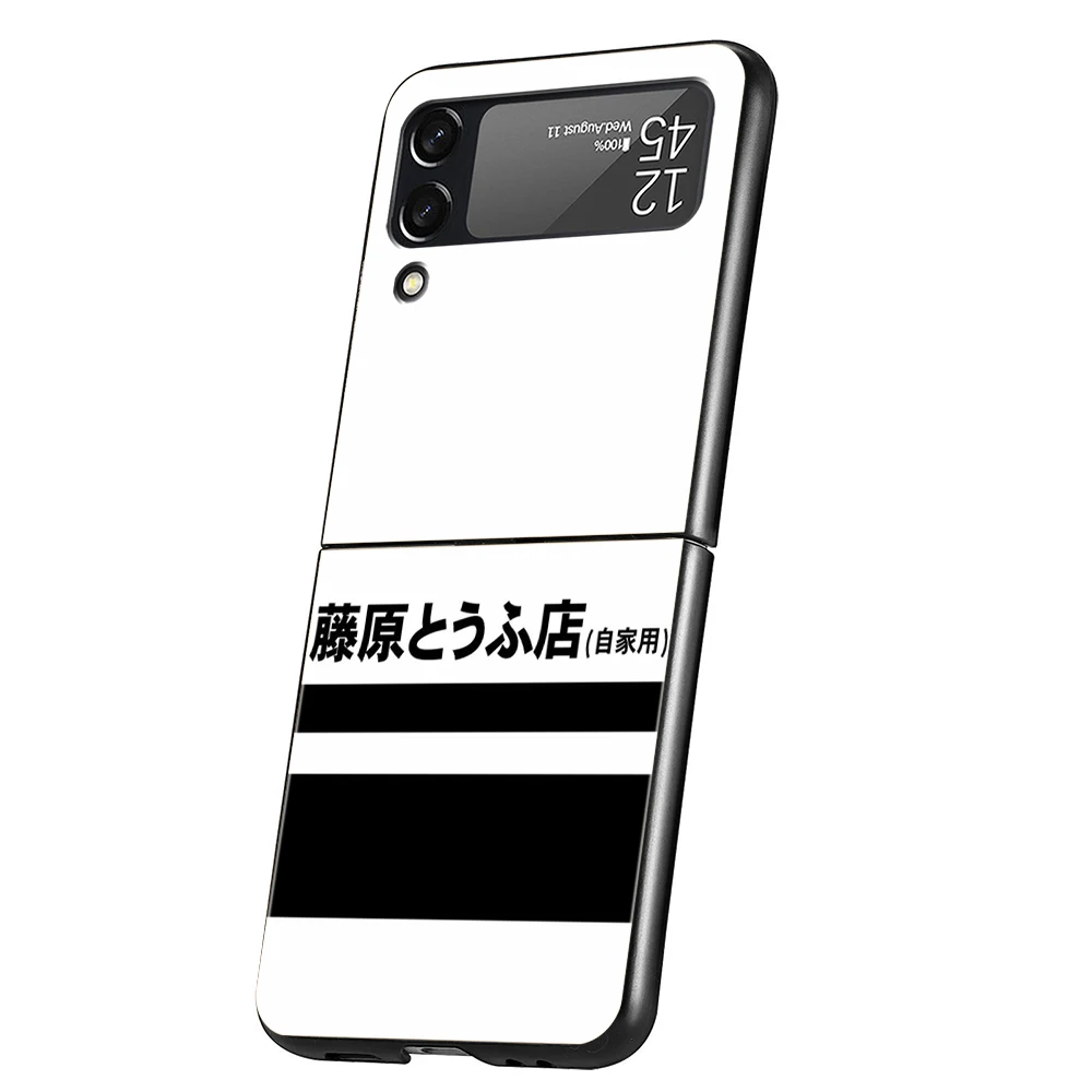 Anime Initial D AE86 Hard PC Phone Case For Samsung Galaxy Z Flip 6 5 4 Black Cover For Galaxy Z Flip 3 Foldable Shockproof Case