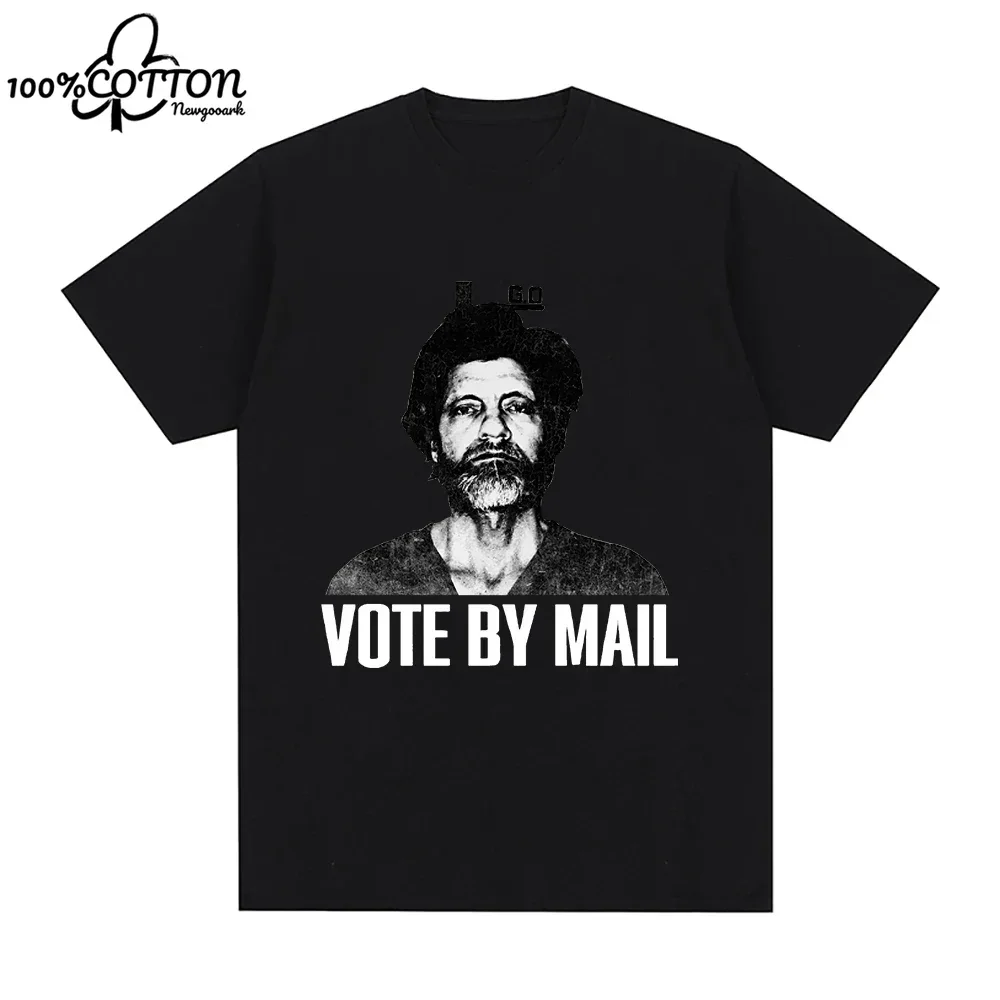 KJKJ Vote By Mail Ted Kaczynski T Shirt Fashion Men Harajuku Graphic Unisex High Quality Casual Vintage Cotton