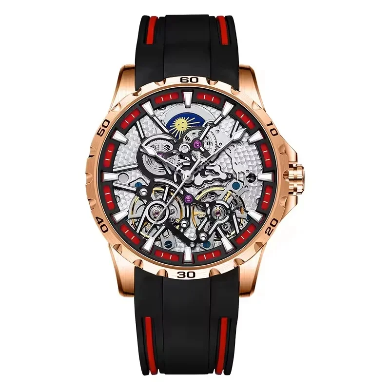 AILANG 8826-3 2026 New Tourbillon Moon Phase Mechanical Watch, Double Domed Crystal Luminous Waterproof Wristwatch