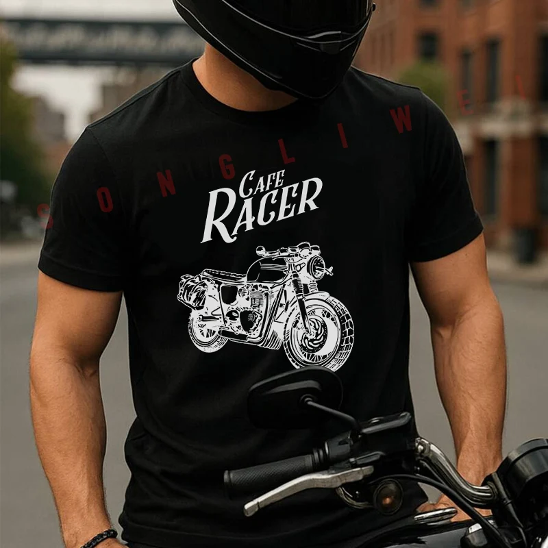 

Cafe Racer Motorcycle Moto Summer Cotton T-shirt Short Sleeved Casual Fashion Basic TShirt