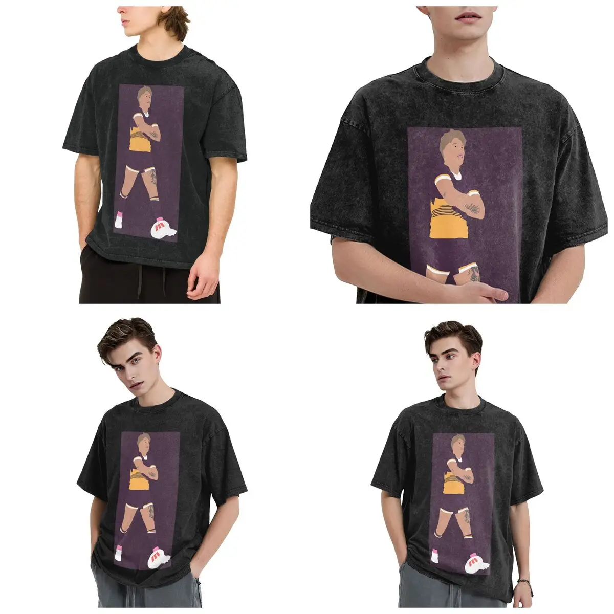 Reece Walsh Hip Hop Short Sleeve T-Shirts Washed Tops Tees Streetwear T Shirt Harajuku for Men Women