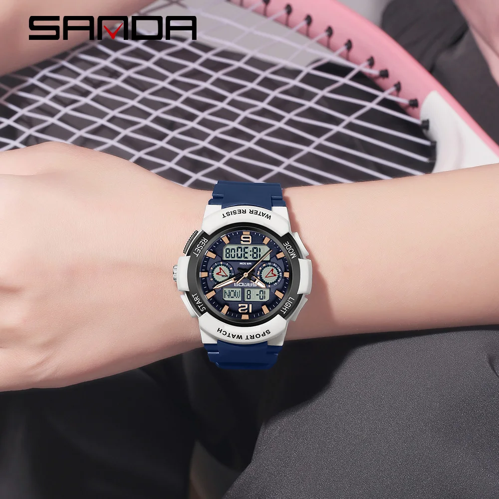 SANDA Brand 6188 New Student Electronic Watch Outdoor Sports Multi functional Fashion Student Waterproof Electronic Watch 2026