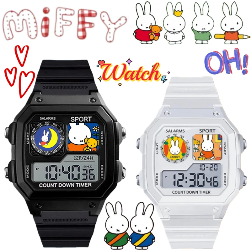 

Электронные часы с изображением кролика Миффи, креативные мультяшные часы для студентов, стильные спортивные часы, подарок на день рождения.