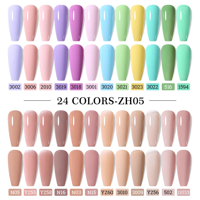 Clou Beaute 10/12/20/24 Stück HEMA TPO FREE Gel Nagellack Maniküre Set Rot Grün Rosa Nail Art Kit Semi Permanent Nagellack