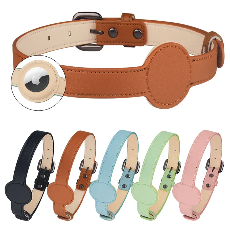 For Apple Airtag Protective Sleeve Tracker Waterproof Pet Dog Anti-lost Positioning Silicone PU Collar Anti-lost Pet Cat Collar