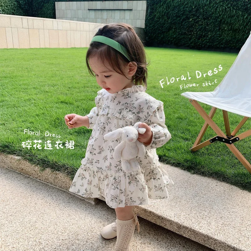 

Forest-style floral dress for baby girls, infant long-sleeve princess dress, toddler children's dress, new spring/summer model