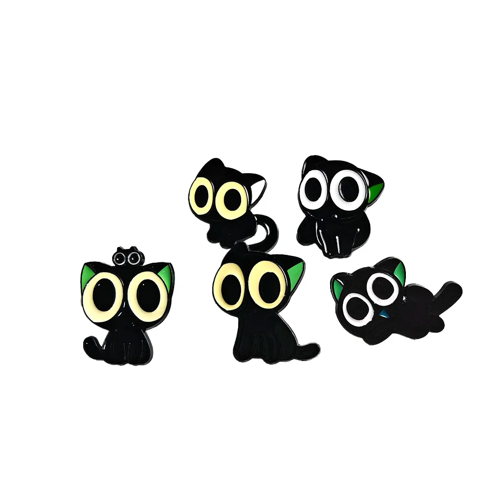 

5PCS Cartoon Anime Luo Xiaohei Brooches Cute Black Cat Enamel Lapel Pins for Backpack Kawaii Animal Metal Badges Accessories
