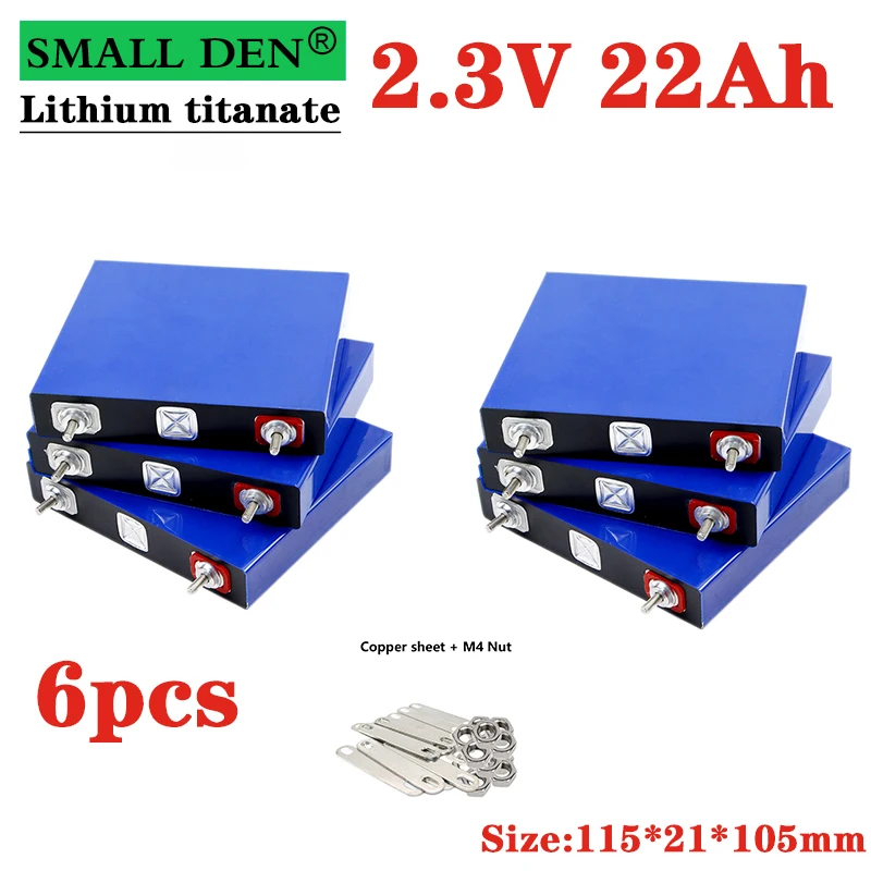 6pcs Brand New 100% Original 2.3V 22Ah Lithium titanate LTO Battery DIY 12V 24V, Used For Car Audio Solar System