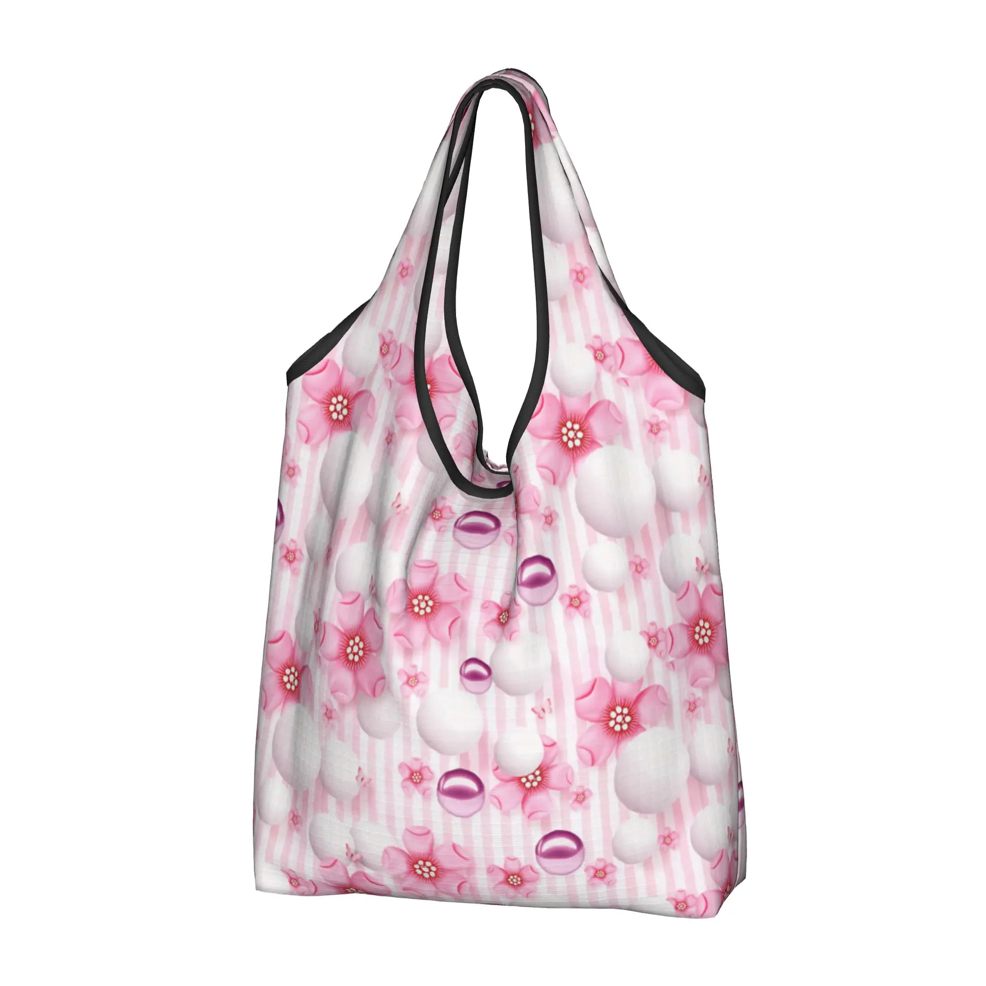 Luxury High 3D Floral Grocery Shopping Bags Fashion Shopper Tote Shoulder Bags Big Capacity  Fashion Trend 3D Flowers Handbag