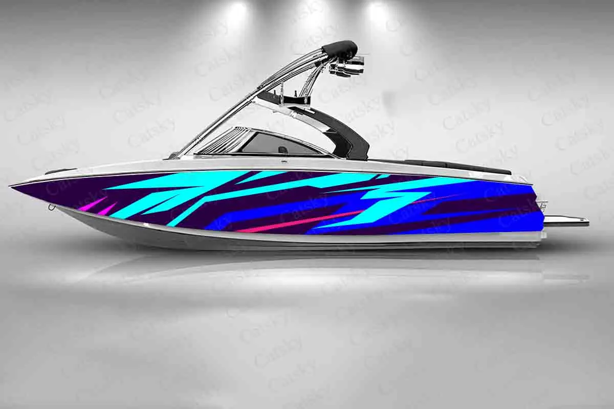 Abstract Geometric Line Graphic Boat Fashion Sticker Packaging Waterproof Custom Ship Number Sticker Wrap Vinyl Decal Decoration