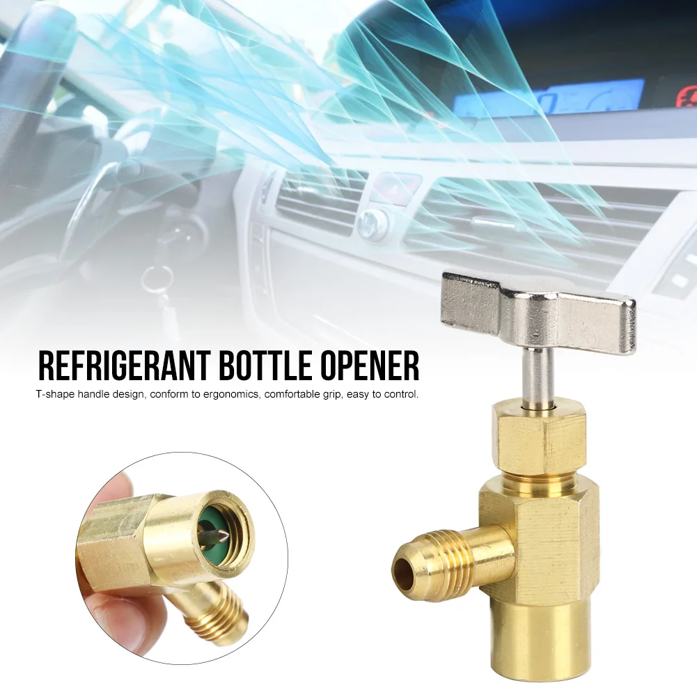 Refrigerant Bottle Opener R134A Female Thread 1/2ACME Air Conditioning Refrigerant Bottle Can Opener Valve Air Conditioning Tool