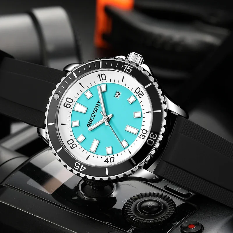ساعات عادية للرجال موضة جديدة ساعة رجالية متعددة الوظائف مضيئة تاريخ كوارتز ساعة معصم مقاوم للماء ساعة رجل الترفيه