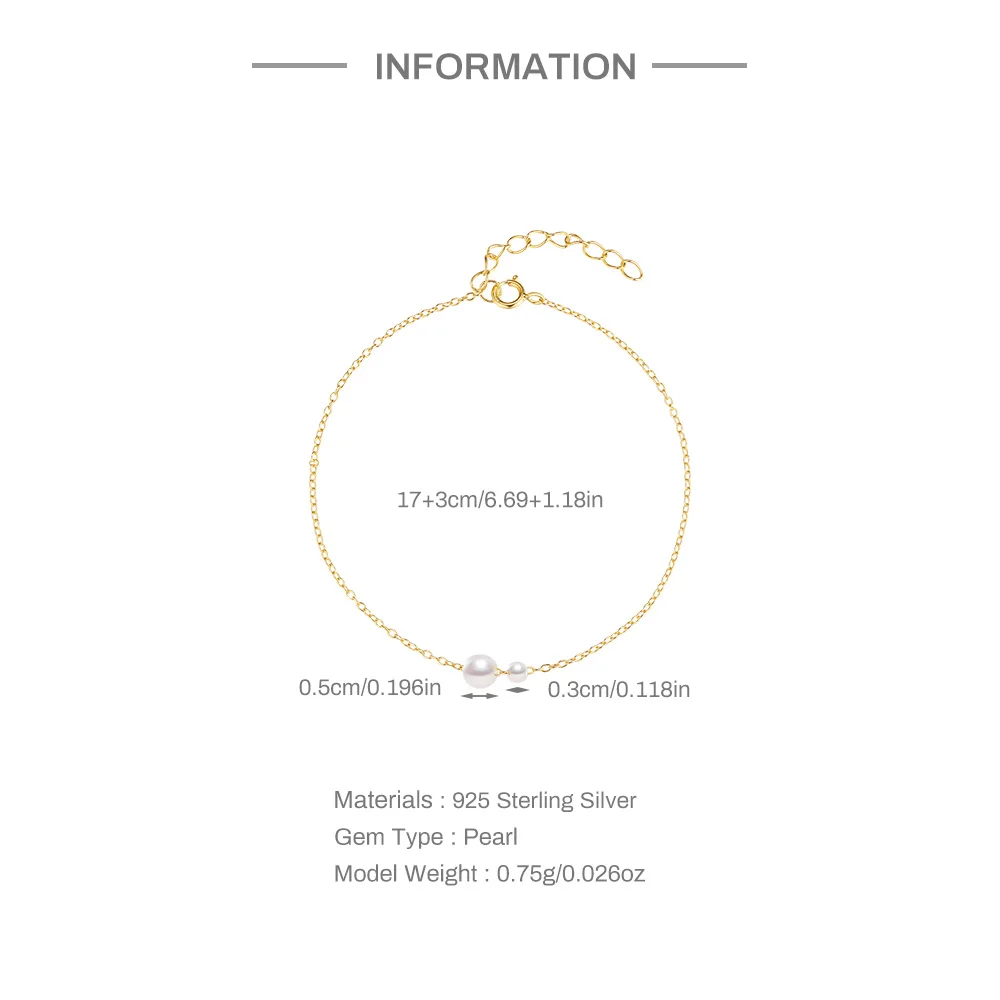 Aide 925 Sterling Silver White Round Pearl Charm Bracelet for Women Foldable 18K Gold Plated Chains Bracelets Fine Jewelry Gifts