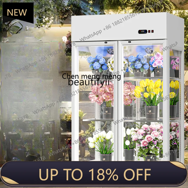 

New arrive Flower Preservation Commercial Glass Refrigerated Cabinet Flower Shop Floral Large Capacity Display Cabinet