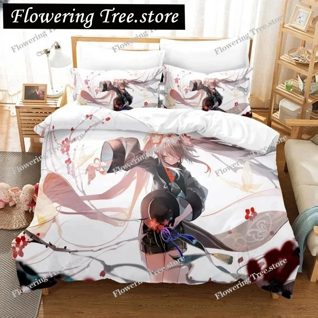 

New 3D Anime Hu Tao Genshin Impact Duvet Cover Bedding Set Comforter Linen Pillowcases Home Decor Single Double Twin King Queen0