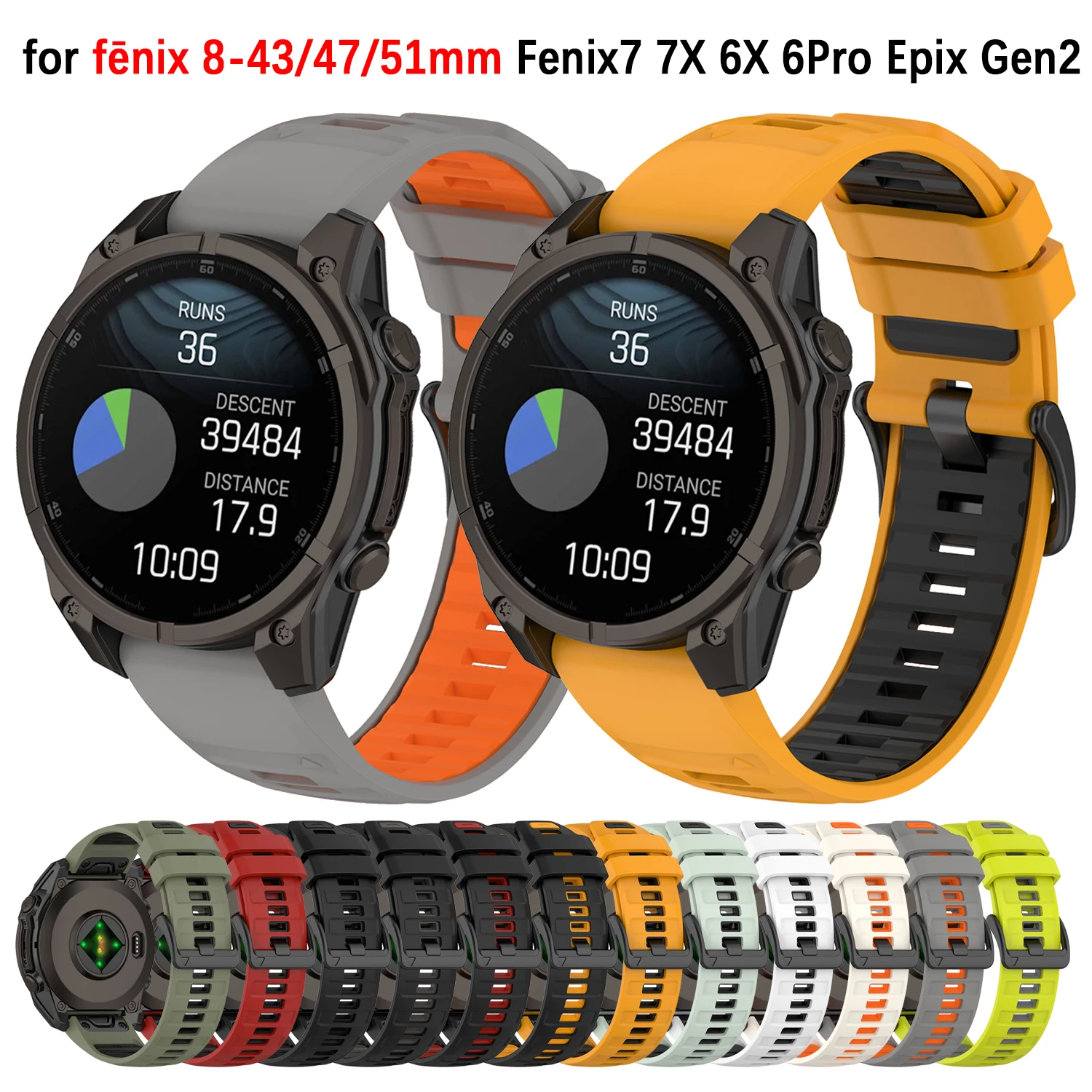 20/22/26mm Silicone Smartwatch Band For Garmin Fenix 5S 5 5X Plus 3 3HR 7S 7 7X 6S 6 6X Pro Straps Bracelet Quick Release Correa