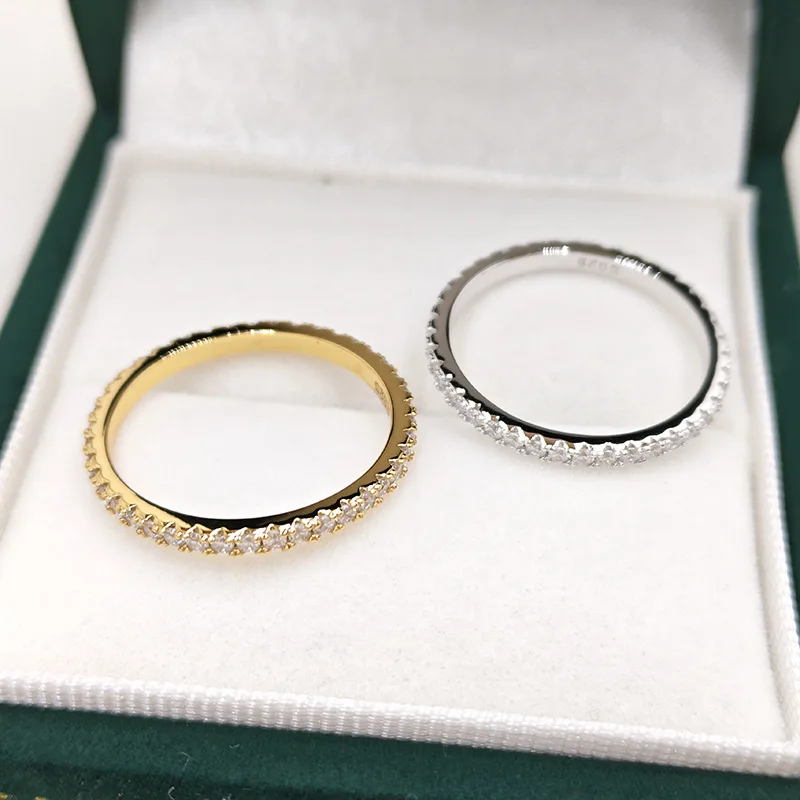 

Кольцо JoyceJelly из стерлингового серебра S925 с муассанитом для женщин, изящное кольцо на мизинец, штабелируемые кольца, тонкая работа, подарок, размер 5-9