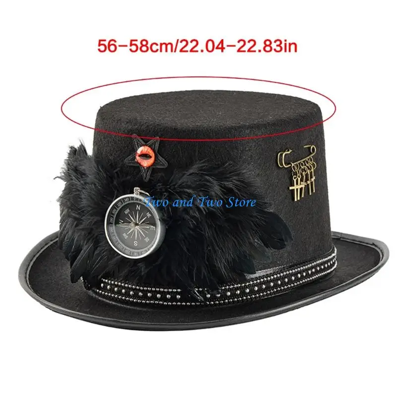 HX6F Gotycka czapka ze skrzydlatymi piórami Steampunk Design Trwałe gotyckie skrzydło Coser na imprezę Cosplay