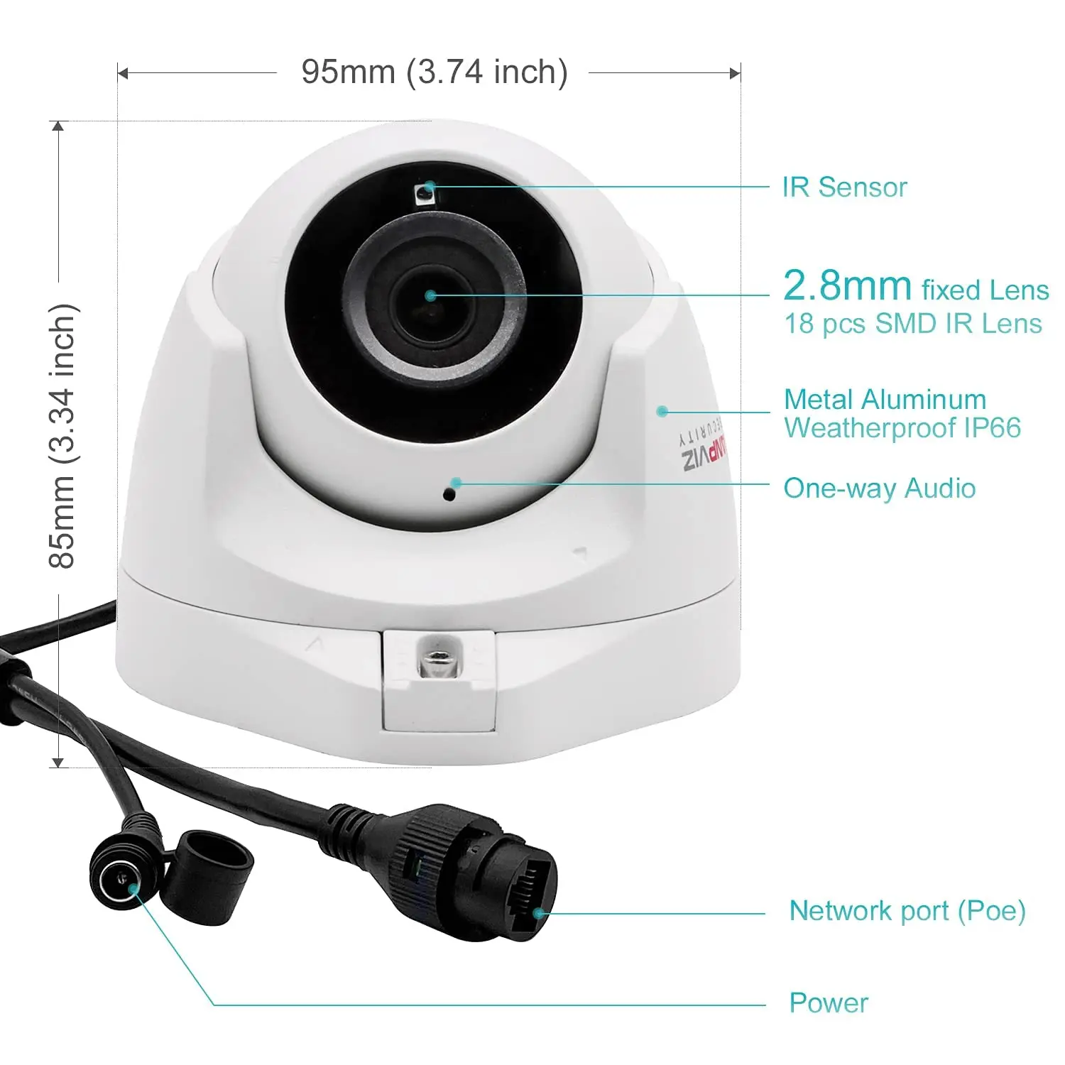 Anpviz 5MP Turret POE IP Camera With Audio Home/Outdoor Security Protection Surveillance Cam H.265 IR 30m Audio Built-in Mic