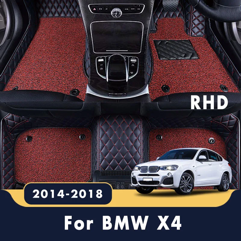 

RHD For BMW X4 2018 2017 2016 2015 2014 Luxury Double Layer Wire Loop Car Floor Mats Carpets Auto Custom Styling Leather Rugs