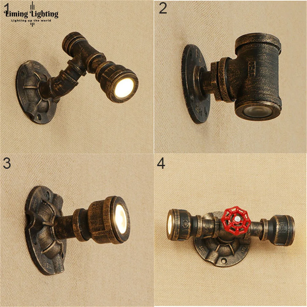 

Water Led Pipe Industrial Wall Lamp Retro Loft Wall Light Lamparas De Pared Stair Bathroom Iron Wall Sconce Abajur Luminaria