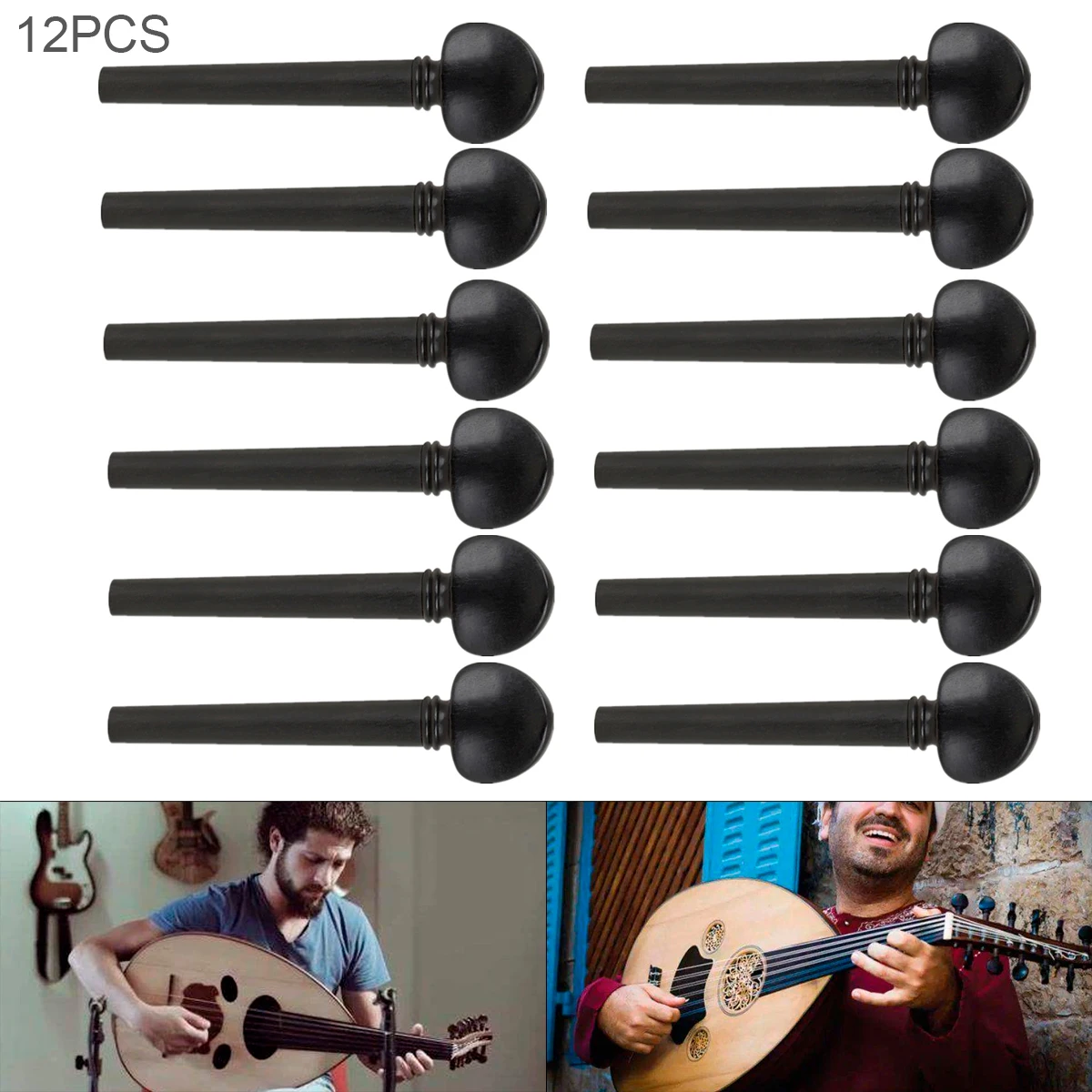 

12pcs/set Oud Tuning Pegs Ebony with Persian Eyes String Instrument Replacement Maintenance Accessories Parts