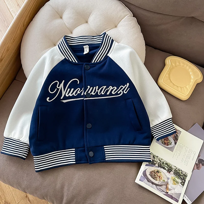 Chaqueta de béisbol coreana para niños y niñas, ropa informal con letras de retales de Color, novedad de otoño, 2024