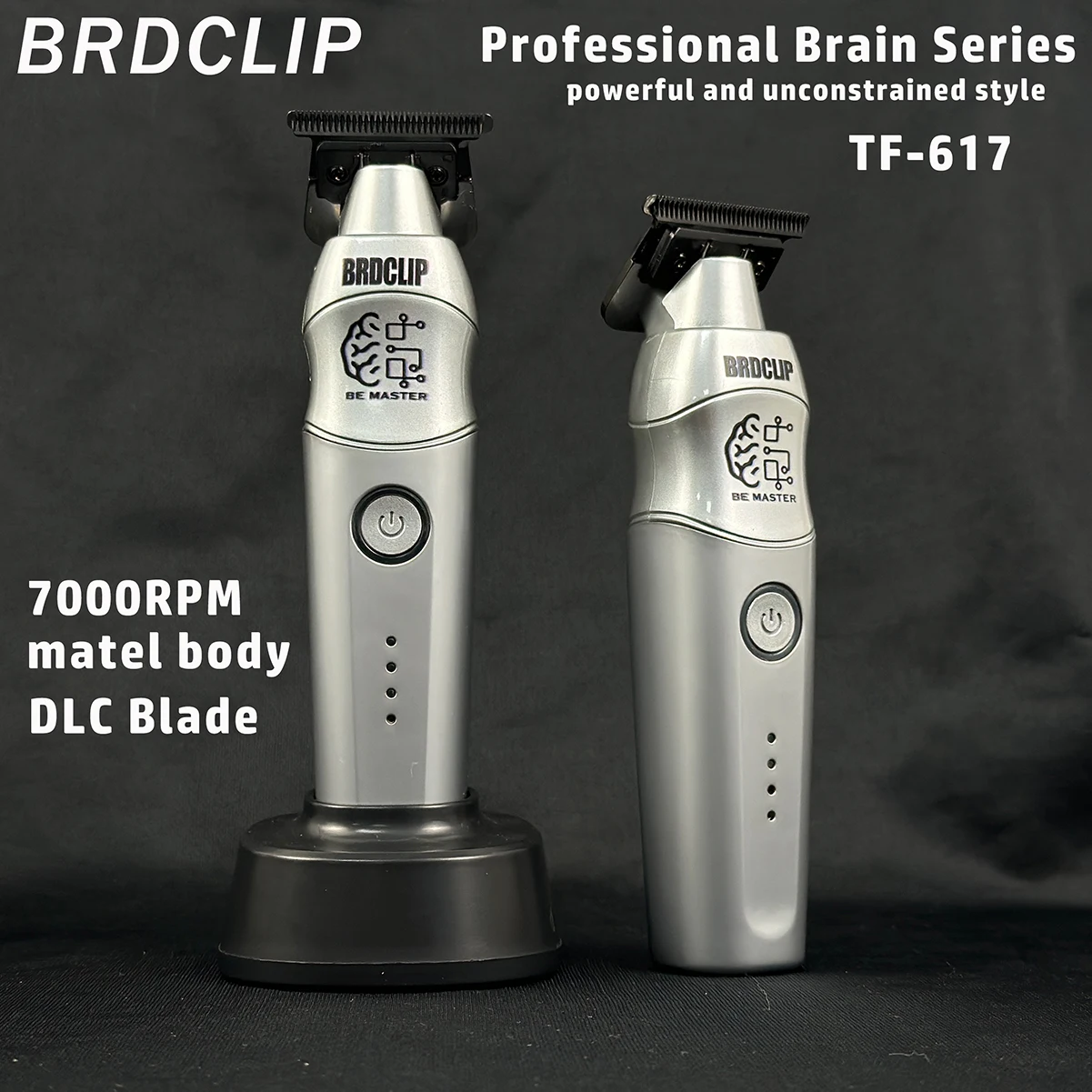 BRDCLIP TF-617 Professional Hair Trimmer Zinc Alloy Electric Clipper DLC Ceramic Blade Salon Finisher Machine for Man Barber