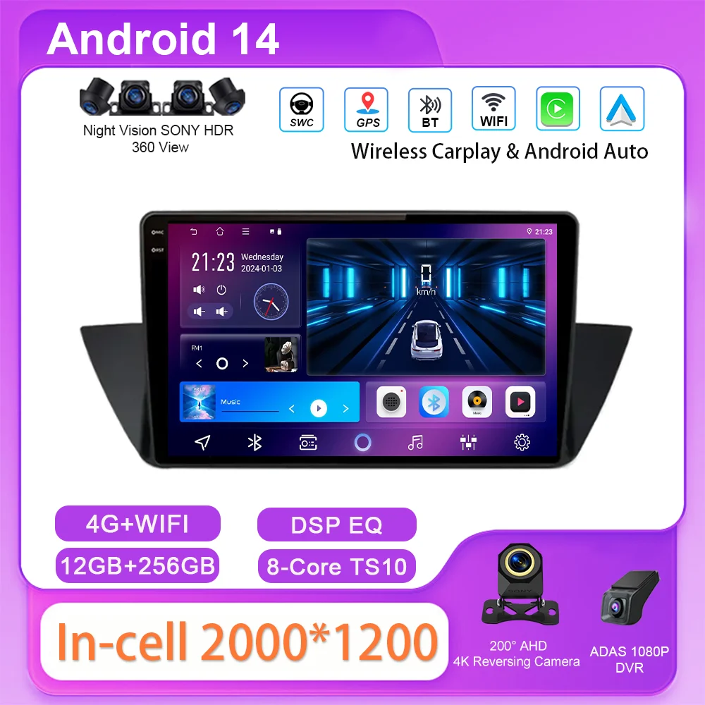 

GPS Navigation Player Multimedia Car For BMW X1 E84 2009 -2012 Android Auto Carplay 2Din Radio Stereo High-Performance CPU WIFI