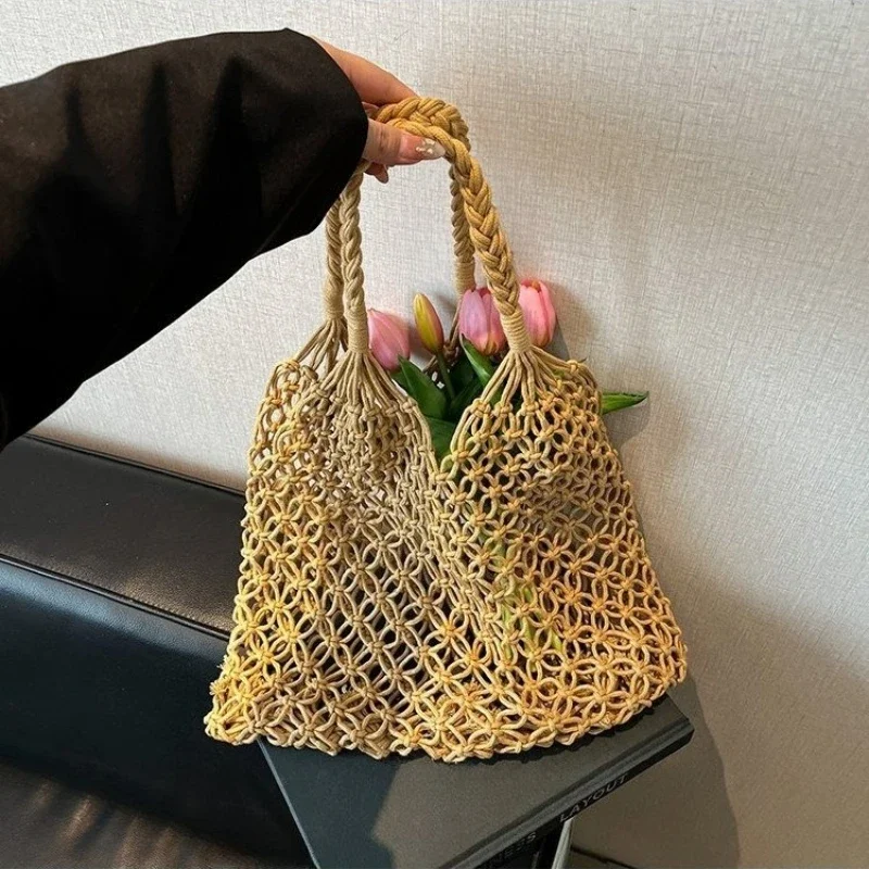 

Breathable Woven Tote Trendy Lightweight Summer Beach Bag Fashionable Comfortable Boho Chic Handmade Bag for Outings & Picnics