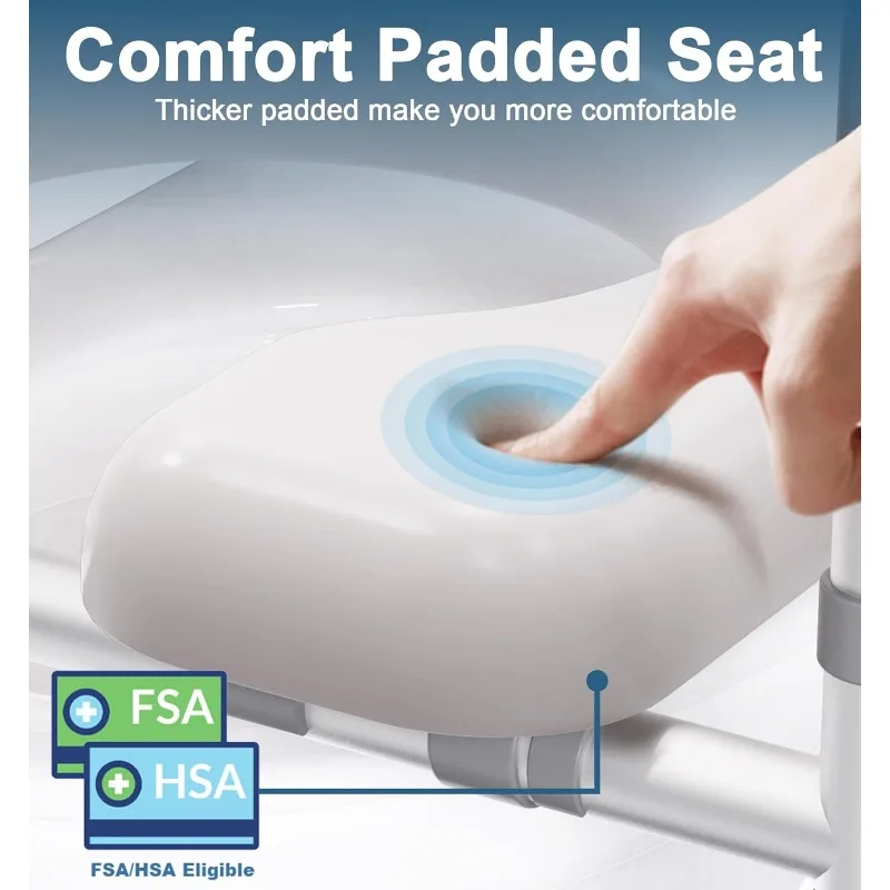 Elevadores de asiento de inodoro para personas mayores, asiento de inodoro elevado de 400 LBS con altura y ancho ajustables, inodoro para discapacitados confiable FSA HSA