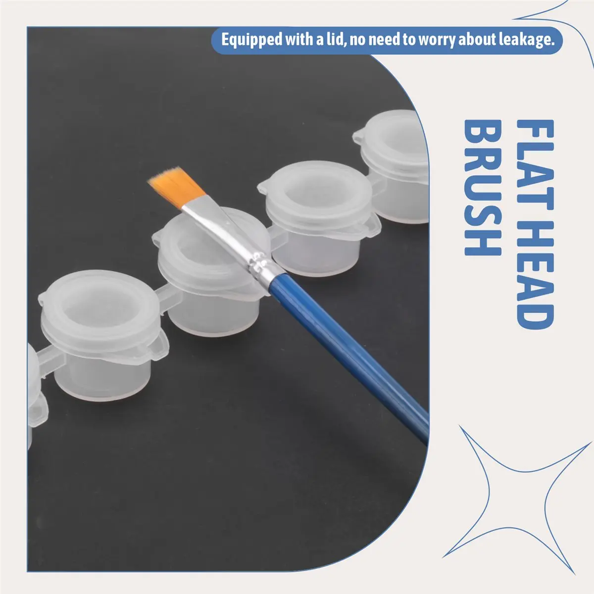 SDFC 20 Strips 120 Pots Empty Paint Pots Strips Mini Clear Storage Containers and 20 Pcs Paint Brushes Painting Arts Crafts