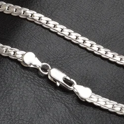 20-60cm Silver Color Luxury Brand Design Noble 5mm Necklace Chain For Woman Men Fashion Wedding Engagement Jewelry