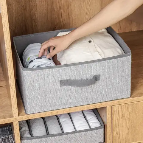1pc Non-woven storage box, drawer type fabric storage box, square uncovered clothing storage and sundries sorting box.