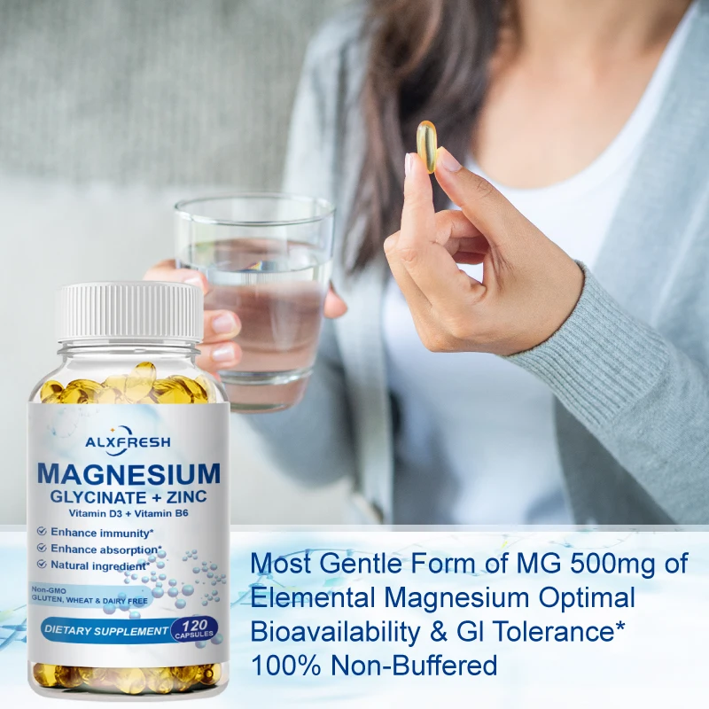 Magnesium with Zinc,Vitamin D3 B6 - Promotes Proper Muscle, Heart and Bone Support Cardiovascular Function Improve Sleep Quality