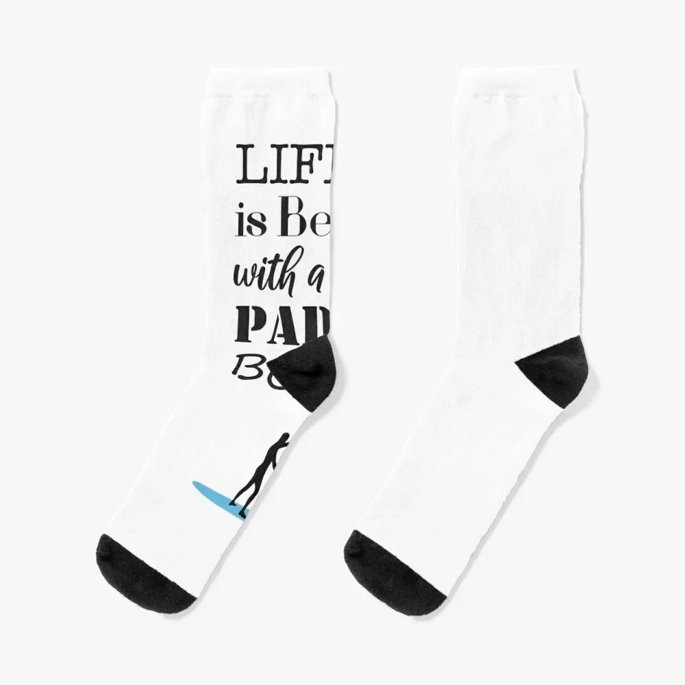 

Life is Better With A Paddle Board: Socks luxe bright garter happy Running Ladies Socks Men's