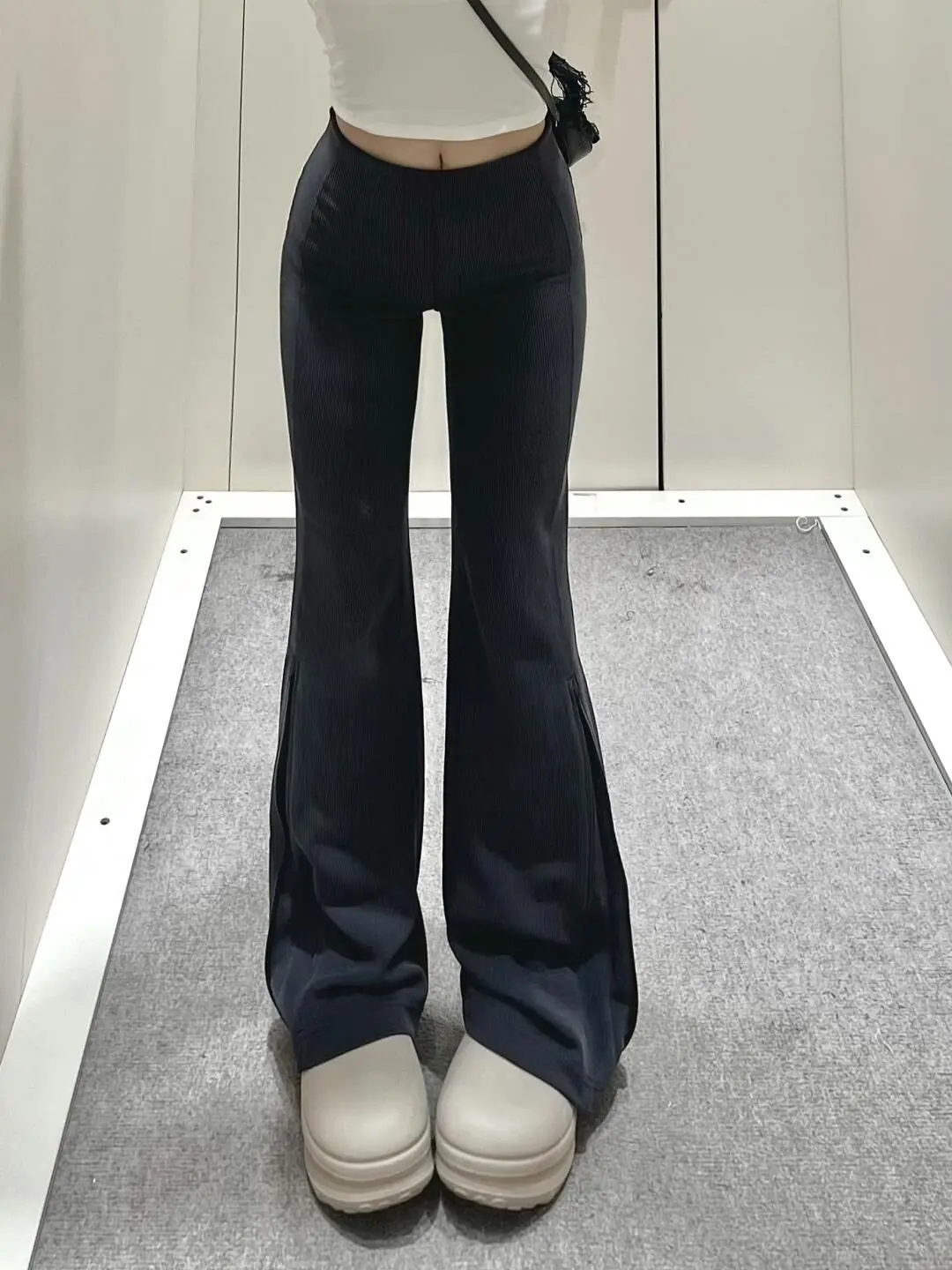 

Женские брюки с высокой талией, эластичные, прямого кроя, с манжетами, из нейлоновой смеси, для йоги и повседневной носки