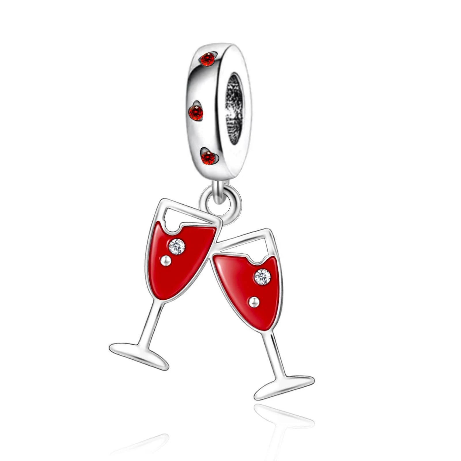 

Fit Original Pan Charms Bracelet 925 Sterling Silver Couple Red Wine Cup Bead For Making Women Valentine Birthday Berloque DIY