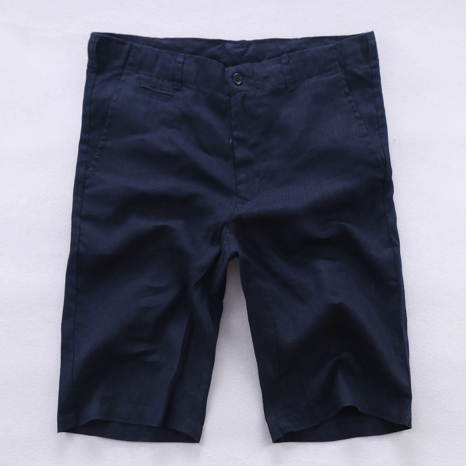 Calça de praia masculina cortada, calça fina casual de comprimento médio