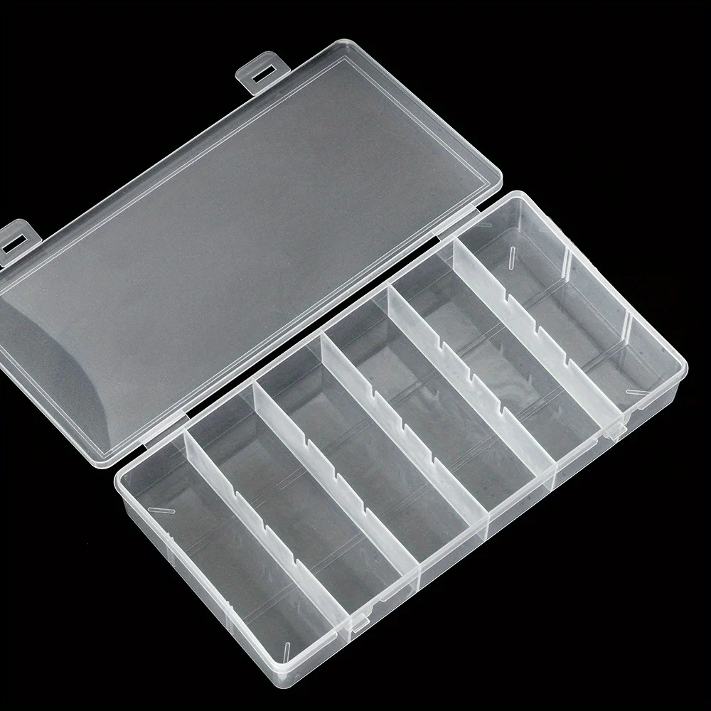 1pc Clear 6-Compartment Eyelash Extension Storage Box | Durable Plastic Makeup Organizer with Snap Lid for Glue, Tweezers & Tool
