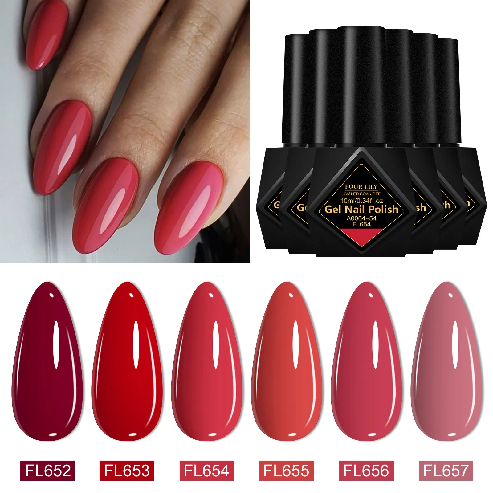 6pcs 10ml Gel Nail Polish Set HEMA TPO Free Red Coffee Brown Semi Permanent Soak Off UV Gel Varnish For Winter Nail Supplies DIY